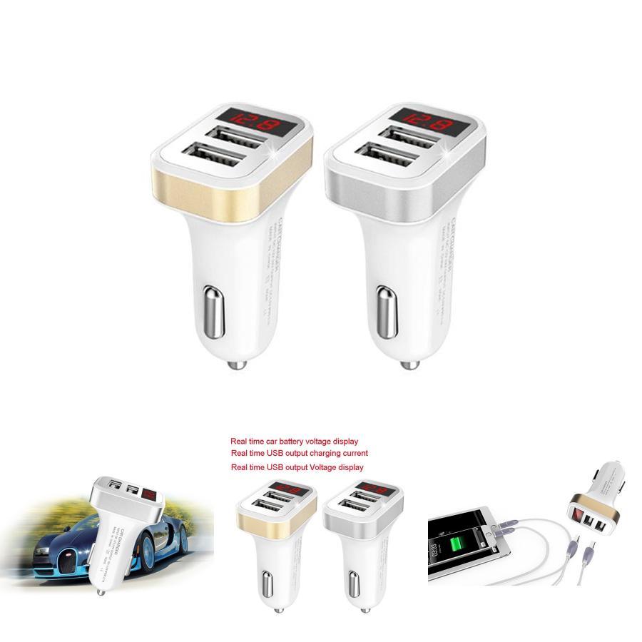 Premium Dual Usb Car Charger Adapter With Digital Led Voltage And Current Display