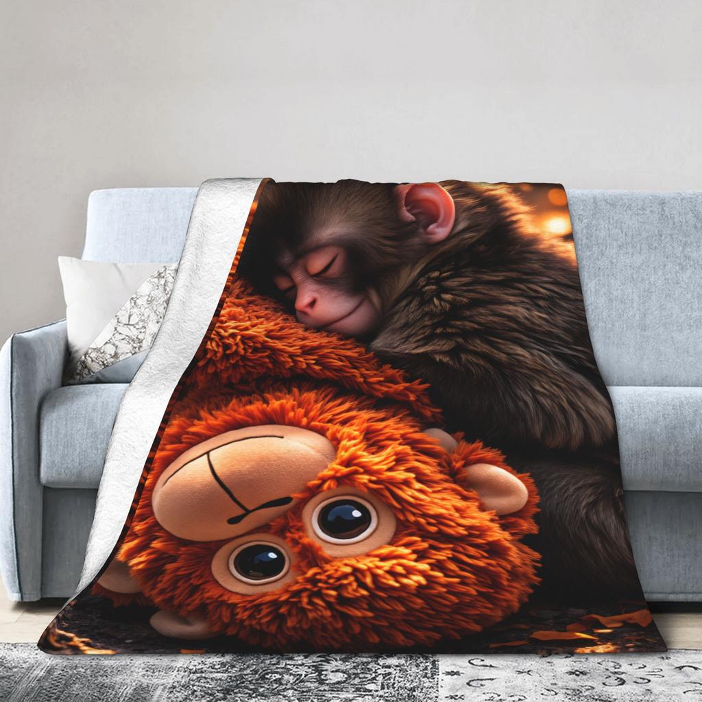 Punch Monkey Throw Blanket Super Soft Graphic Blanket Hoho For Couch Chair Picnic Flannel Bedspread Bed Cover