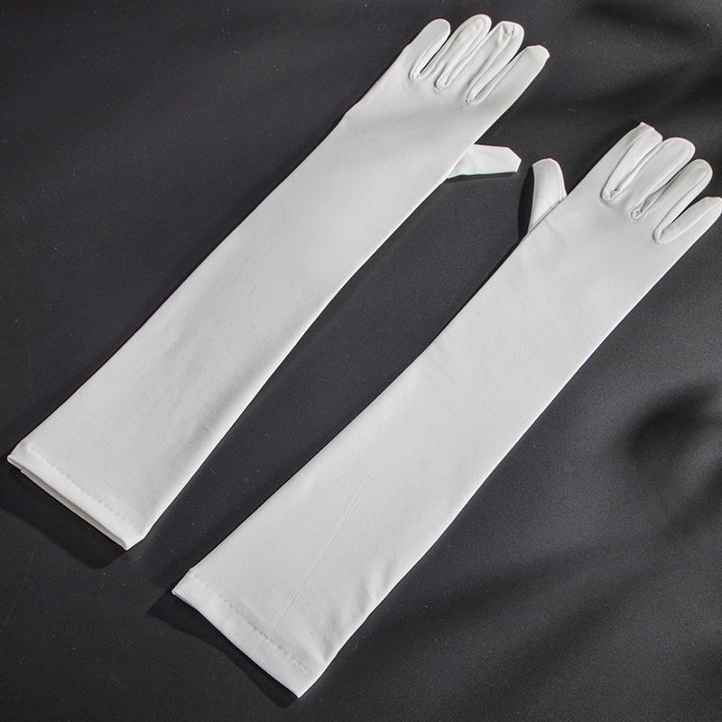 Women Long Spandex Multicolor Solid Retro Cosplay Stage Performance High Stretch Breathable Gloves Drive Cycling