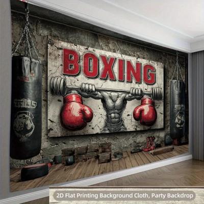 Oxing Gym Fitness Tapestry 2D Flat Printed Peach Skin Wall Hanging Workout Room Decor Background Cloth For Man Cave Bedroom