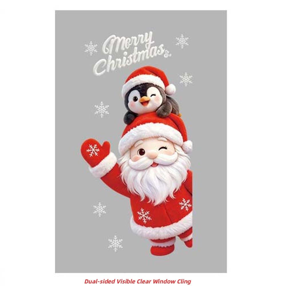 Double Sided Christmas Window Sticker Removable PVC Xmas Tree Mural Winter Celebration