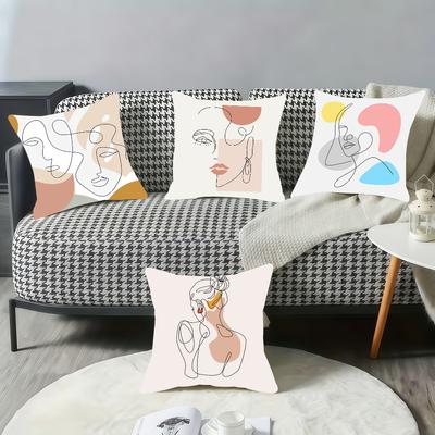 Art Abstract Facial Series Printing Cushion Cover Pillow Cover Home Sofa Living Decoration Room  Office Car Nordic Simplicity