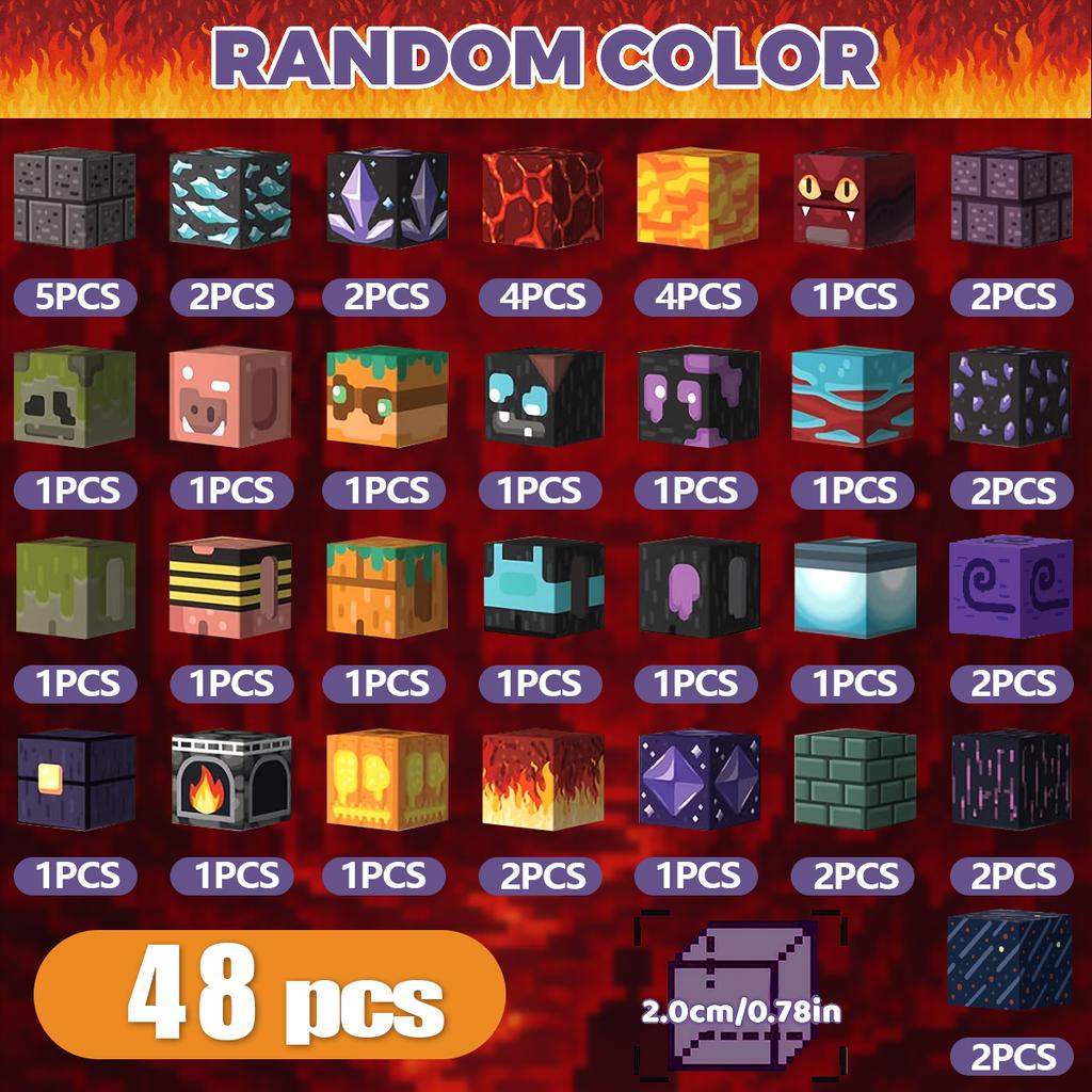 Magnetic Building Blocks Mine World Magnet Lava Dark Cave Midnight Bear Brick Cube Education Sensory Halloween Toy Children Gift