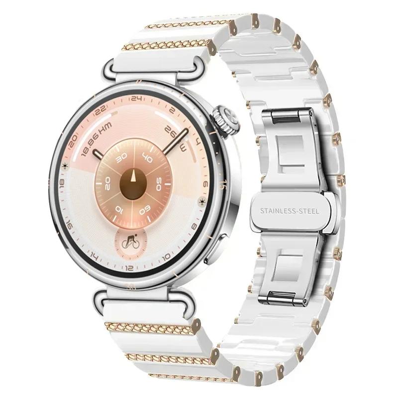 18mm Keramický+Kovový Řemínek Pro Huawei Watch 5/GT5 Pro 42mm GT6-5-4 41mm Špičkový Oficiální Náramek Pro Garmin Venu 4 41mm Correa