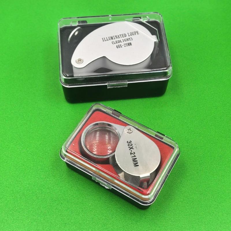 10X-20X-30X-40X Schmucklupe Vergrößerungsglas Mit Optischer Glaslinse Metallgehäuse Faltbares Design Für Edelstein Münz Briefmarken Inspektion
