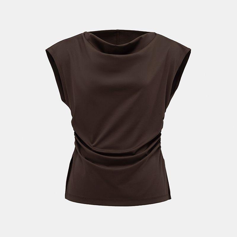 Yaling [Series] Qingwei/High-Density Long-staple Cotton Pocket Collar Sleeveless Vest Women Summer Small Flying Sleeve All-Matching Top