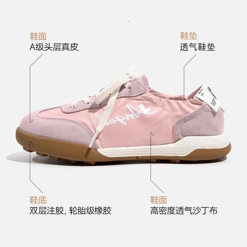 Leather ballet series new women's casual retro sports inner height-increasing white shoes