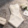 New dress set women's summer seaside vacation color printed floral dress suspender dress child tide