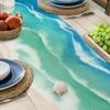 Bonhause Coastal Beach Table Runner 13x72 Inch Teal Blue Summer Ocean Kitchen Dinning Table Decoration for Indoor Outdoor Home Party Decor