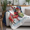 TU Festive Christmas Throw Blanket Cozy Holiday Flannel Fleece Blanket Reindeer Santa Claus Elf Gift Home Decor Cozy Warm Soft T