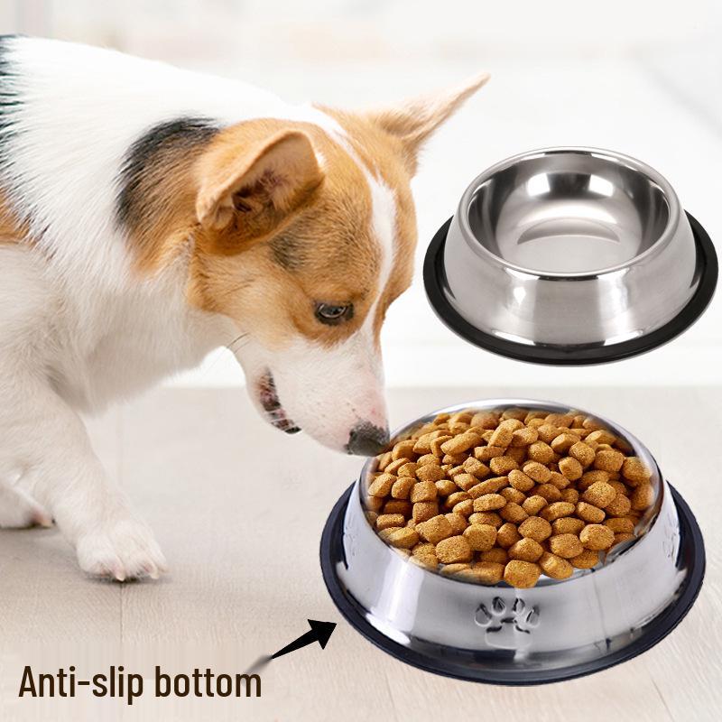 Miska dla zwierząt ze stali nierdzewnej z nadrukiem łapy i zabezpieczeniem przed rozlaniem – odpowiednia dla psów i kotów