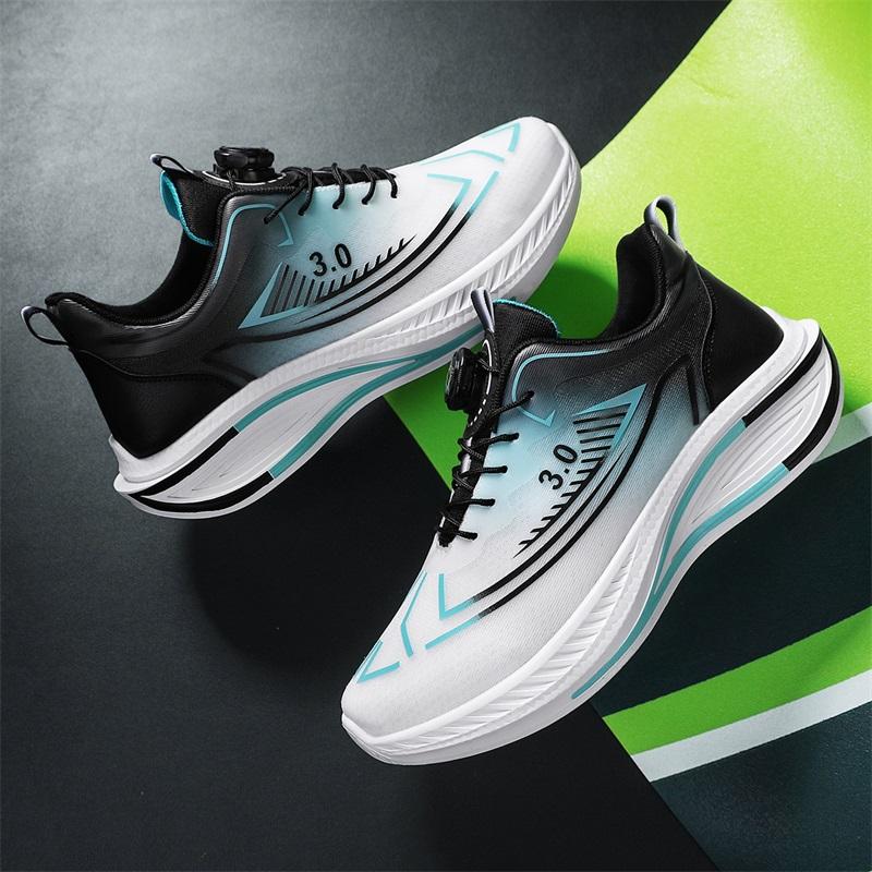 Men's Shoes Mesh Breathable Youth Casual Sports Shoes Rotating Button Lace-Free Non-Slip Running Shoes