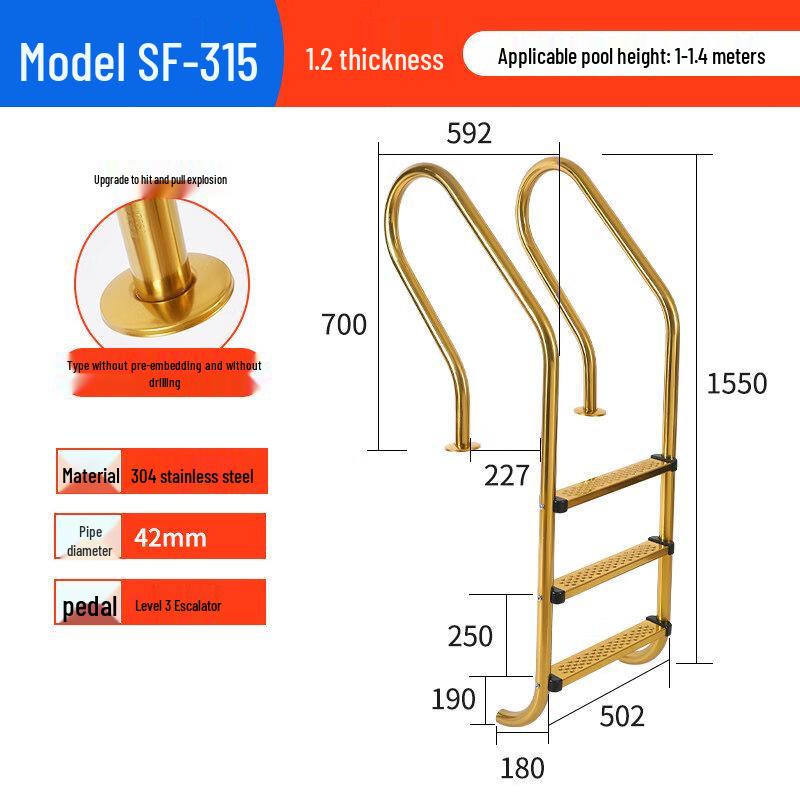 304 Stainless Steel Swimming Pool Ladder Handrail