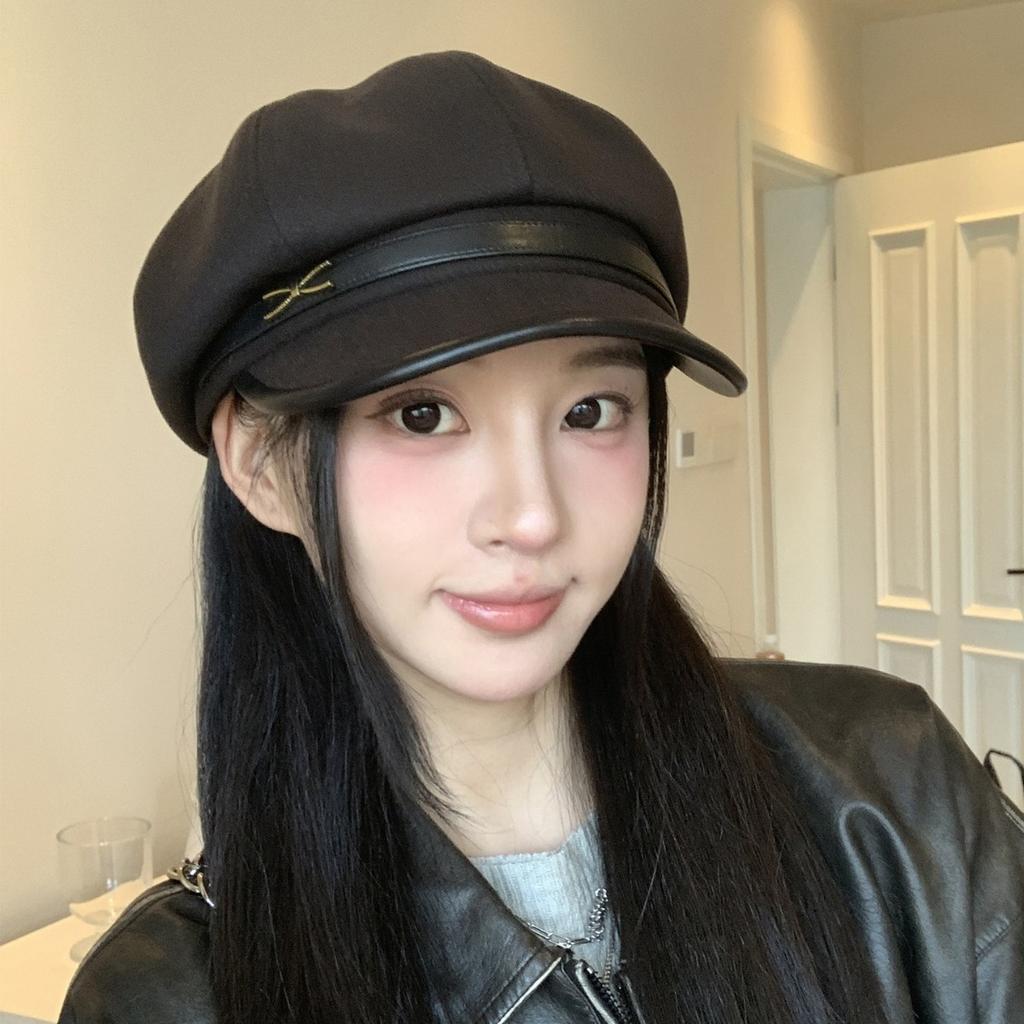 British style retro hemming belt buckle octagonal hat children autumn and winter new literary and artistic versatile beret painter hat tide