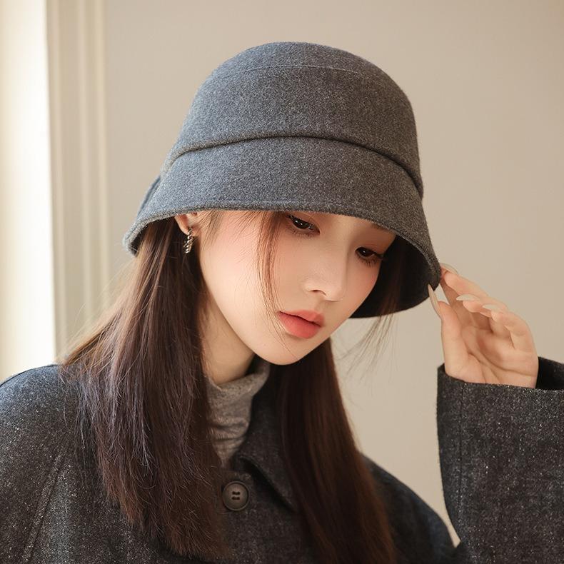 New Women's Autumn and Winter Woolen Bucket Hat Basin Hat