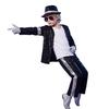 Kids 80s 90s Performance Costume, Black Sequin Jacket, Top, Trousers, Hat, Glasses, Gloves, 7 Piece Dance Party Outfits for Halloween, Stage
