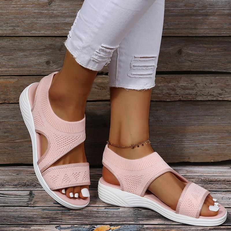 2022 Summer Women's Plus Size Wedge Heel Open Toe Mesh Breathable Outdoor Slippers