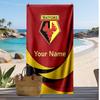 Watford FC Personalisiertes Bedrucktes Strandtuch Fußballlogo Unterstützung Benutzerdefinierter Name Text Absorbierendes Handtuch Für Sport Reisen Besonderes Geschenk