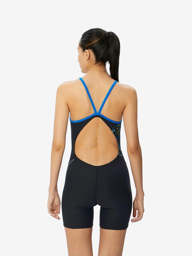 Competitive Swimming Training Swimsuit Sea Dots TurnS Short Kneeskin STW12360 L [Speed] Blue/Lemon