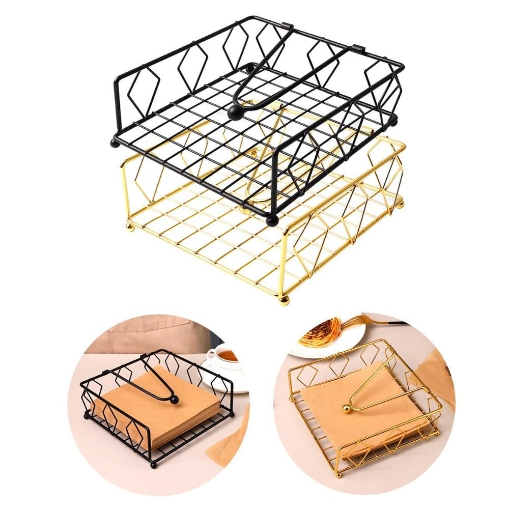 New Metal Napkin Holder Square with Weighted Arm Napkin Box Decorative Holder Rustic Napkin Tray