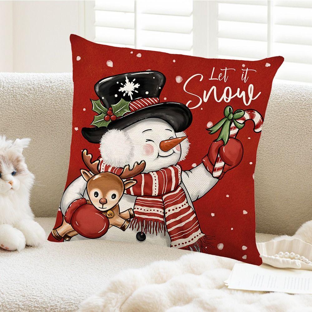 2Pcs Luxury Christmas Cushion Cover Soft Santa Claus Sofa Pillowcase Dacron Throw Pillow Case  Sofa