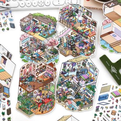 Infeel.Me My Little House: 2.5D Scenery Miniature Stickers for DIY Journal & Collage