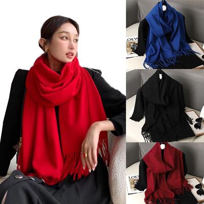 Neuer Kaschmirschal Damen Winterschals Wolle Schwarz Roter Schal Damen Winter Großer Pashmina Schal XWJ01