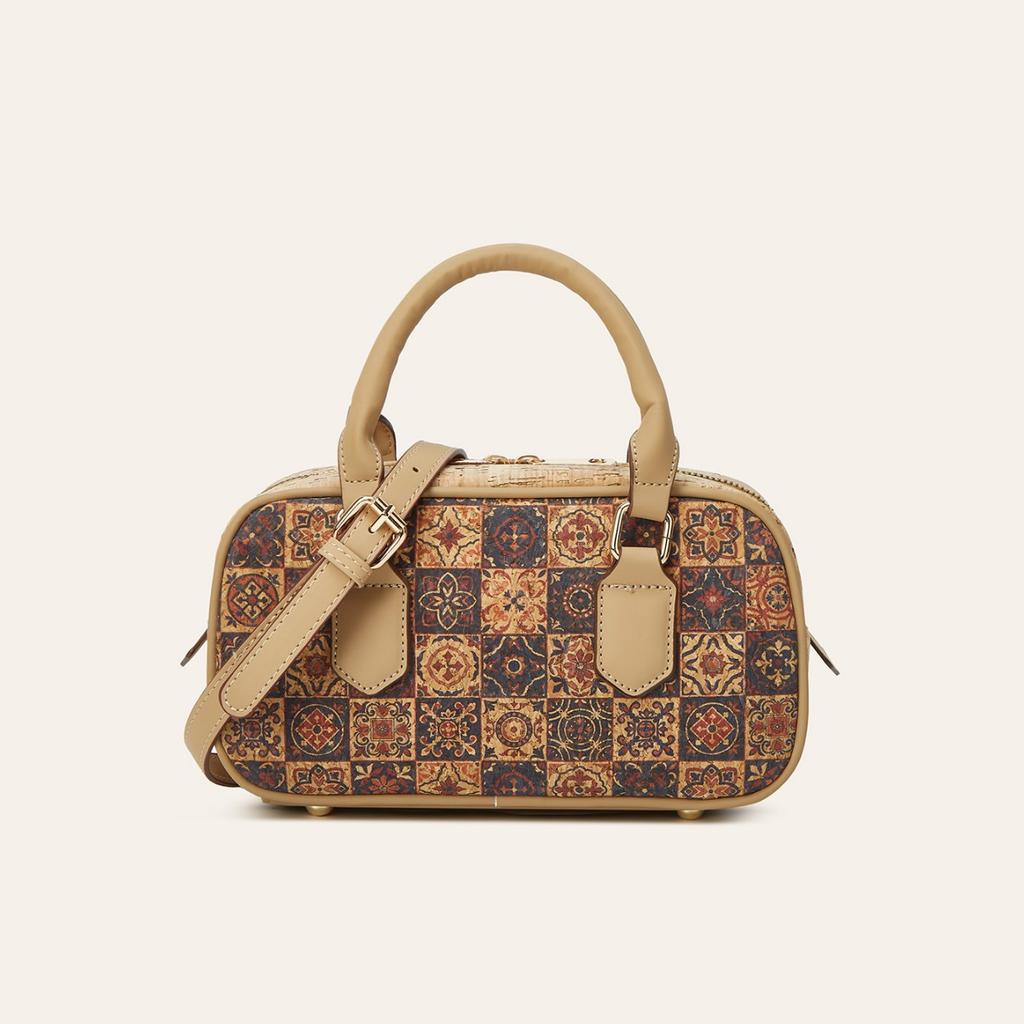 Vintage multi-element ethnic style cork printed bark bag tote bag large capacity women's premium portable shoulder bag