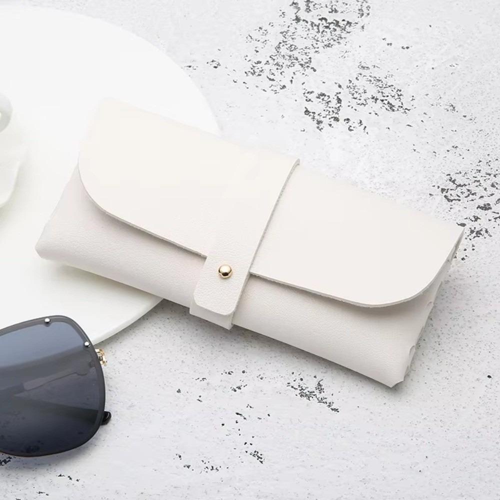 

New Handmade Glasses Case Soft Cover Bag PU Leather Glasses Box Lightweight Buckle Clamshell Spectacle Case Women Men белый
