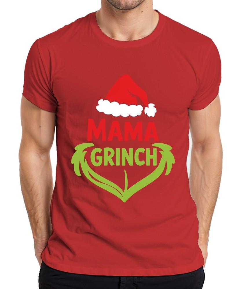 Mama Grinch Christmas Gift Hat Green Heart Family Funny Unisexs Tshirt