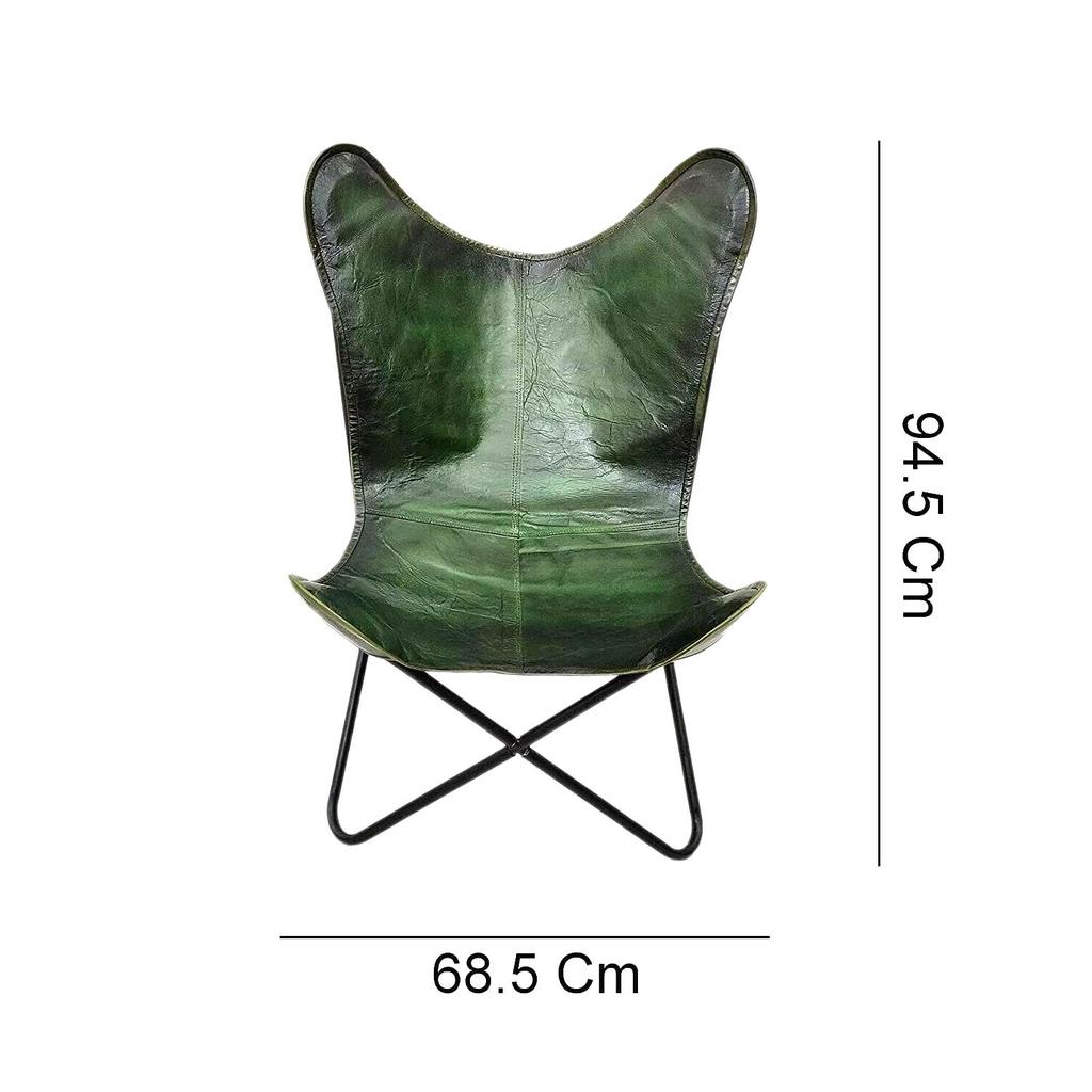 Vintage Buffalo Natural Green Leather Butterfly Krzesło Składane Lounge AccentChair