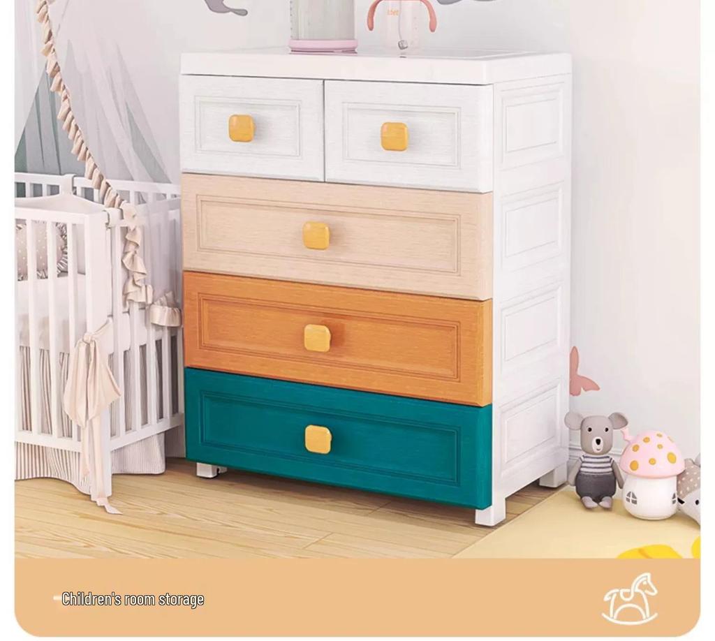 Multilayer Plastic Storage Cabinet: Drawer-Style for Bedroom and Nursery