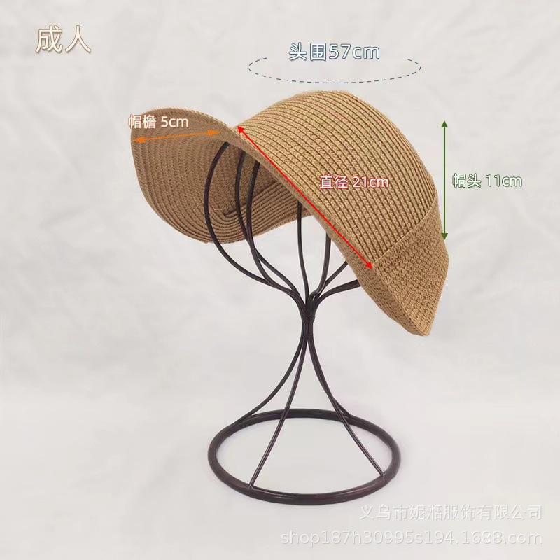 Französische Strohhutkappe für Damen Viktorianische Sonnenhüte Kinnriemen Faltbare Sommeraccessoires Eimerhut Fedoras für Strandhut