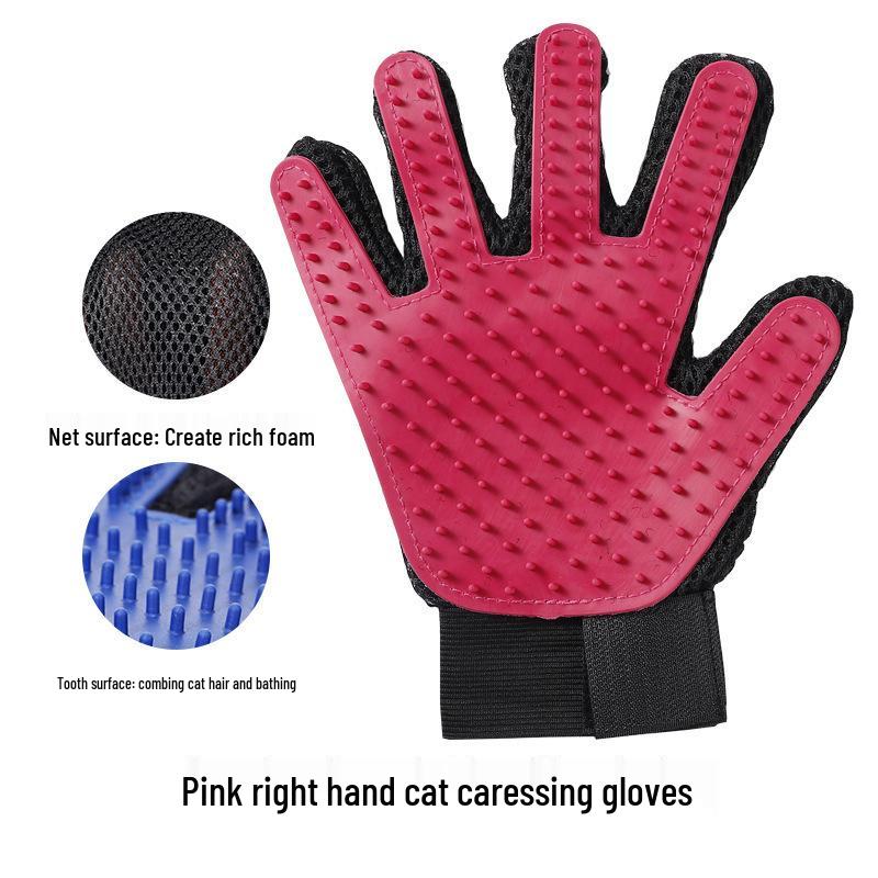 Pet Grooming Gloves & Comb for Cats and Dogs - Shedding & Bath Tool