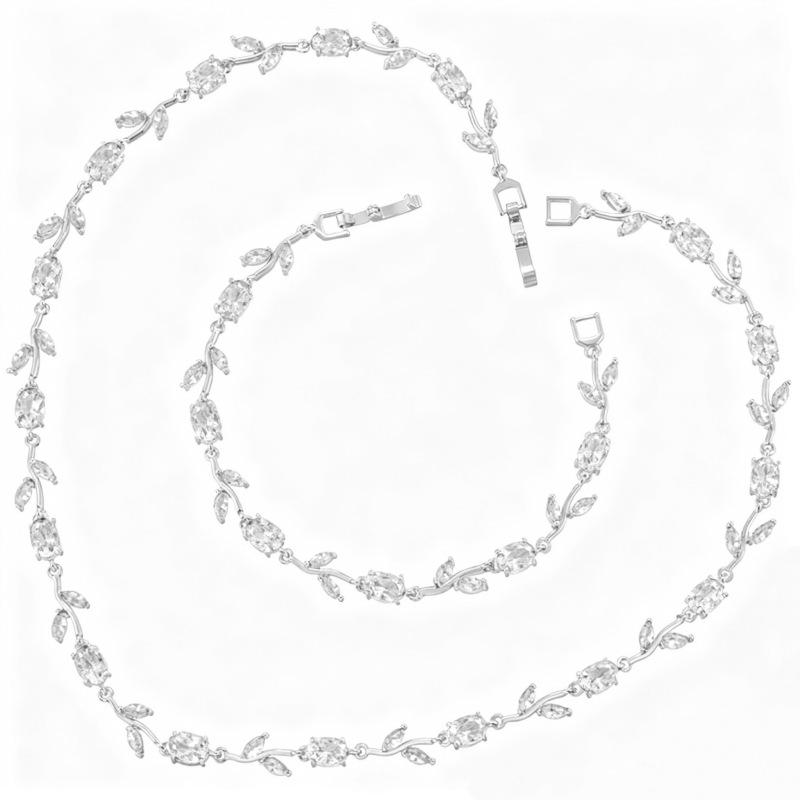 Light Luxury AAAAA Zircon Bracelet & Necklace Women's Exquisite Tulip Plant Design Jewelry Set