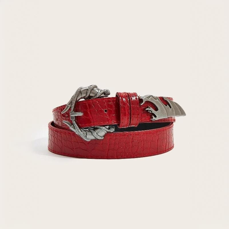 PU Leather Women's Snake Buckle Belt Crocodile Pattern Y2K Street Fashion Waistband for Daily Commute