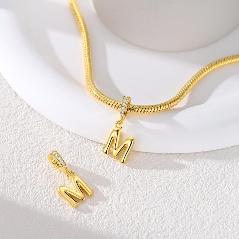 Copper Golden Letter M Charms Fit Original Bracelet Making Gift For Woman Jewelry Diy Fashion Pendant