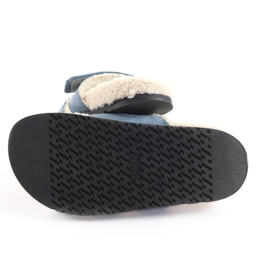 Great HERMES Sandals Gypre Blue Suede Leather Women 36 Used