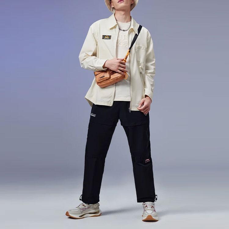 Li-Ning China Series Logo Print Straight Loose Sports Pants Men Bottoms Black AYKS101-2