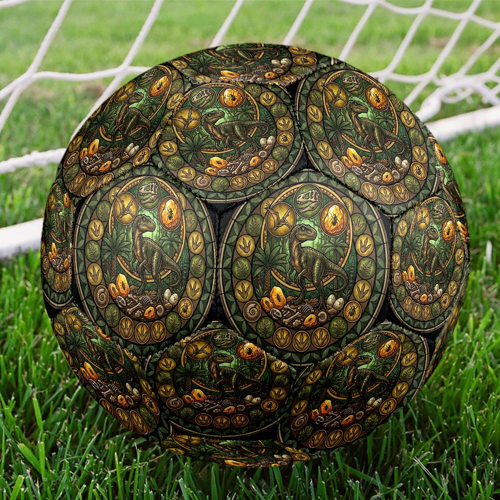 Dinosaur Fossil Glass Round Football Size 5 Adult Ball Suitable for Training Matches and Outdoor Team.