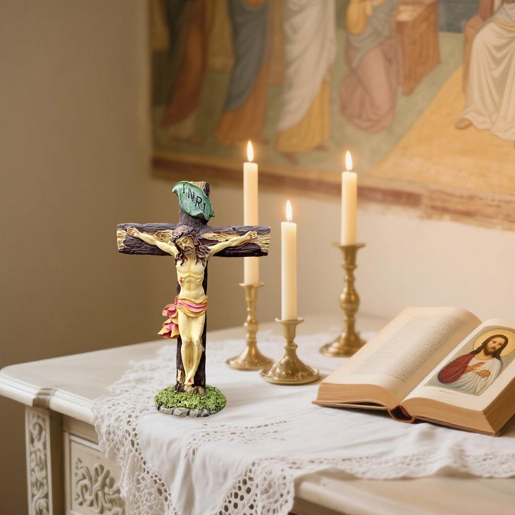 Catholic Realistic Crucifix with Anti-Fading Coating Realistic Jesus Chirst Cross for Church Chapels and Home Decoration