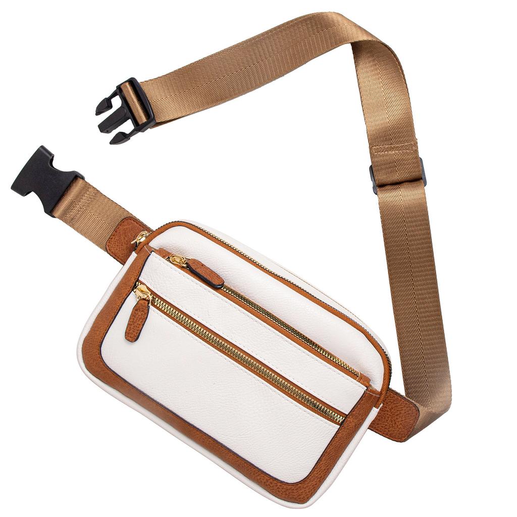Pu Leather Multifunctional Messenger Bag Fanny Pack Adjustable Shoulder Strap Messenger Bag Travel Breast Bag
