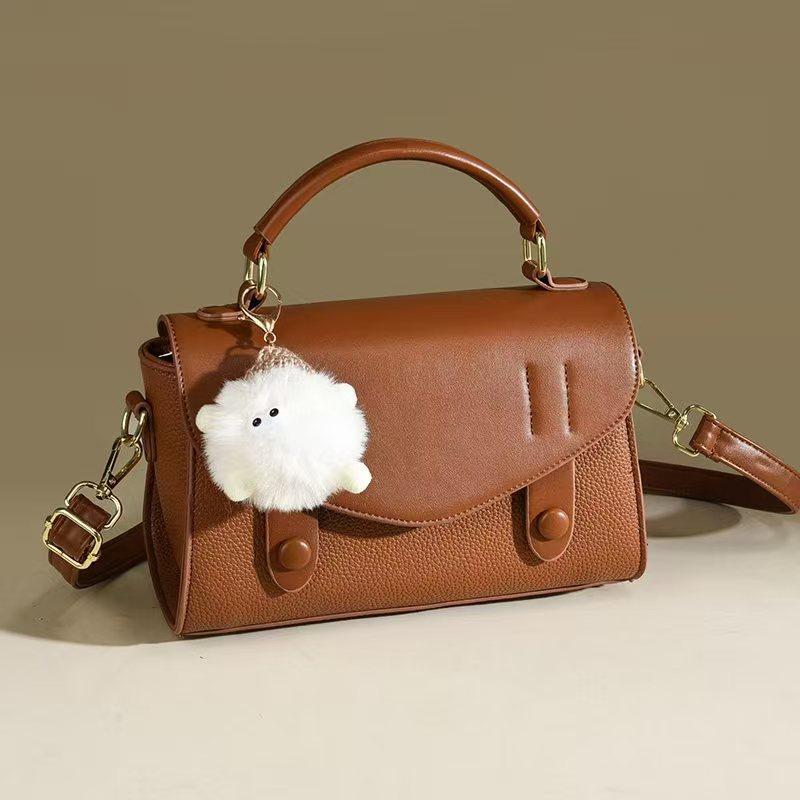 Plush pendant small square bag new fashion handbag versatile shoulder messenger bag