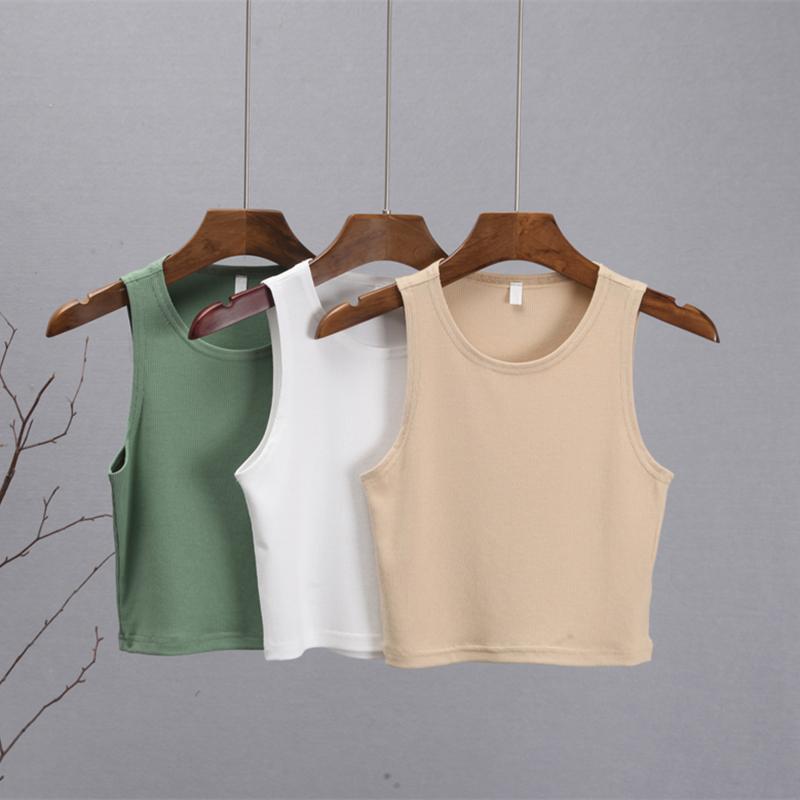 Hirsionsan Summer Solid Short O Neck Knitted Tank Women Casual Skinny Camis Vest Female Sleeveless Shoulderoff Sexy Tops