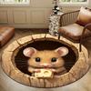 Cheese Mouse Hole Round Rug, Soft Polyester Non-Slip Carpet, Adorable Cartoon Decor for Bedroom, Living Room, Home Office