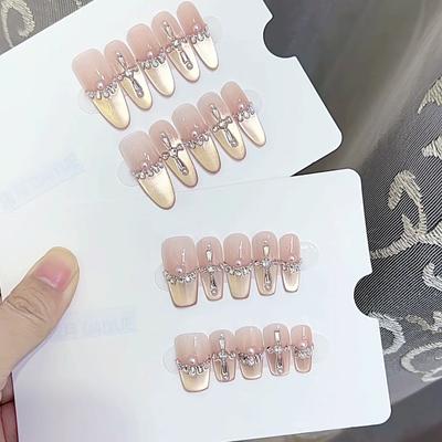 Pure Hand-made Phototherapy Wearable Nail Tablets, Gold Powder, Family Wearable Nails Finished Products, Reusable Nail Art