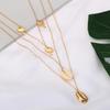 Women Unique Versatile Style Geometric Necklace Simple Shell Pendant Multi-layer Necklace
