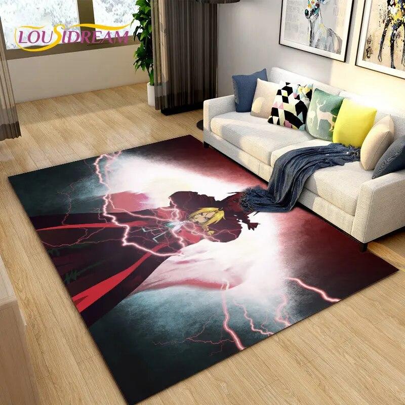 Anime Fullmetal Alchemist Area Rug Large,Carpet Rug for Living Room Bedroom Sofa Doormat Decoration,kids Play Non-slip Floor Mat