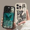 Premium Korea Style Case for iPhone 15 Pro Max 14 13 12 11 Xsmax XR- Art Oil Painting Butterfly Soft Phone Case for Women Girls Lady Full Body