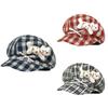2000S Checkered Beret With Cats Bowknot Decoration Breathable Painters Hat For Women Teens Daily and Travel Accessory